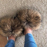 2020  Real Fox Fur Slides Wholesale Furry Sliders Women Ladies Fur Slippers hand mada amazing Quality