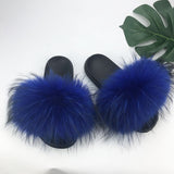 2020  Real Fox Fur Slides Wholesale Furry Sliders Women Ladies Fur Slippers hand mada amazing Quality