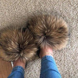 2020  Real Fox Fur Slides Wholesale Furry Sliders Women Ladies Fur Slippers hand mada amazing Quality