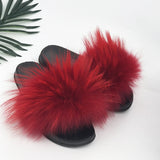 2020  Real Fox Fur Slides Wholesale Furry Sliders Women Ladies Fur Slippers hand mada amazing Quality