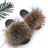 2020  Real Fox Fur Slides Wholesale Furry Sliders Women Ladies Fur Slippers hand mada amazing Quality