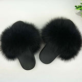 2020  Real Fox Fur Slides Wholesale Furry Sliders Women Ladies Fur Slippers hand mada amazing Quality