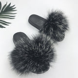 2020  Real Fox Fur Slides Wholesale Furry Sliders Women Ladies Fur Slippers hand mada amazing Quality