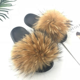 2020  Real Fox Fur Slides Wholesale Furry Sliders Women Ladies Fur Slippers hand mada amazing Quality
