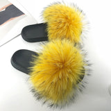 2020  Real Fox Fur Slides Wholesale Furry Sliders Women Ladies Fur Slippers hand mada amazing Quality