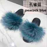 2020  Real Fox Fur Slides Wholesale Furry Sliders Women Ladies Fur Slippers hand mada amazing Quality