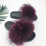 2020  Real Fox Fur Slides Wholesale Furry Sliders Women Ladies Fur Slippers hand mada amazing Quality