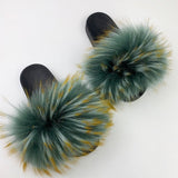 2020  Real Fox Fur Slides Wholesale Furry Sliders Women Ladies Fur Slippers hand mada amazing Quality