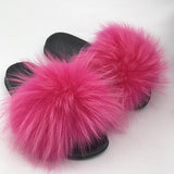 2020  Real Fox Fur Slides Wholesale Furry Sliders Women Ladies Fur Slippers hand mada amazing Quality
