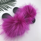 2020  Real Fox Fur Slides Wholesale Furry Sliders Women Ladies Fur Slippers hand mada amazing Quality