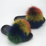 2020  Real Fox Fur Slides Wholesale Furry Sliders Women Ladies Fur Slippers hand mada amazing Quality