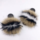 2020  Real Fox Fur Slides Wholesale Furry Sliders Women Ladies Fur Slippers hand mada amazing Quality