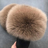 2020  Real Fox Fur Slides Wholesale Furry Sliders Women Ladies Fur Slippers hand mada amazing Quality