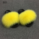 2020  Real Fox Fur Slides Wholesale Furry Sliders Women Ladies Fur Slippers hand mada amazing Quality