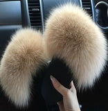 2020  Real Fox Fur Slides Wholesale Furry Sliders Women Ladies Fur Slippers hand mada amazing Quality