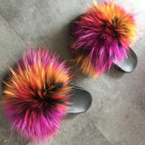 2020  Real Fox Fur Slides Wholesale Furry Sliders Women Ladies Fur Slippers hand mada amazing Quality