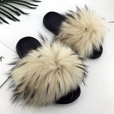 2020  Real Fox Fur Slides Wholesale Furry Sliders Women Ladies Fur Slippers hand mada amazing Quality