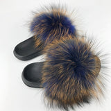 2020  Real Fox Fur Slides Wholesale Furry Sliders Women Ladies Fur Slippers hand mada amazing Quality