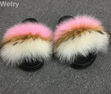 2020  Real Fox Fur Slides Wholesale Furry Sliders Women Ladies Fur Slippers hand mada amazing Quality